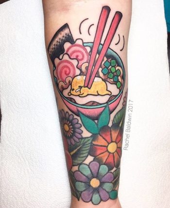 Neo traditional ramen tattoo