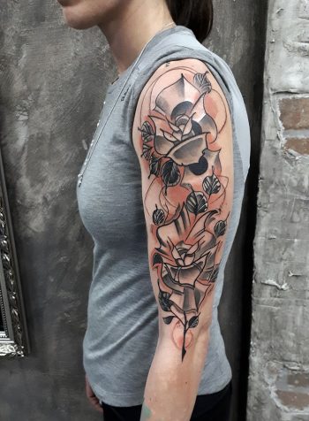 Neo traditional style floral sleeve