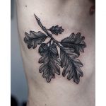 Oak branch with leaves tattoo