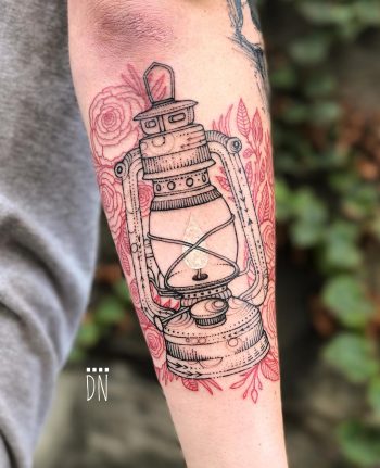 Oil lantern tattoo