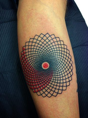 Optical illusion geometric tattoo