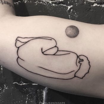 Outline lying human silhouette tattoo