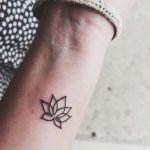 Outline small lotus flower tattoo