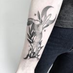 Rabbit and crescent moon tattoo