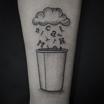 Raining letters tattoo