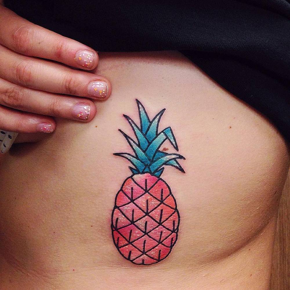 Red pineapple tattoo