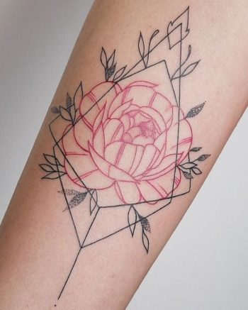 Red rose and black ornament tattoo