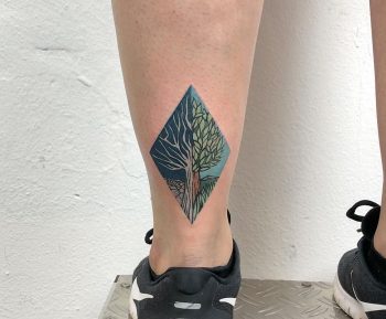 Rhombus dead and alive tree tattoo
