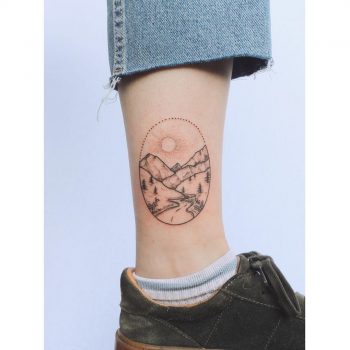 Road in the mountains tattoo