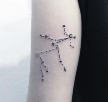Sagittarius constellation tattoo on the arm