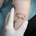 Small outline pig tattoo