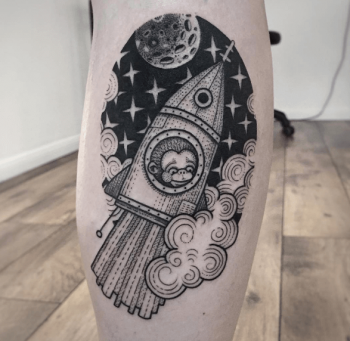 Spaceship with monkey tattoo