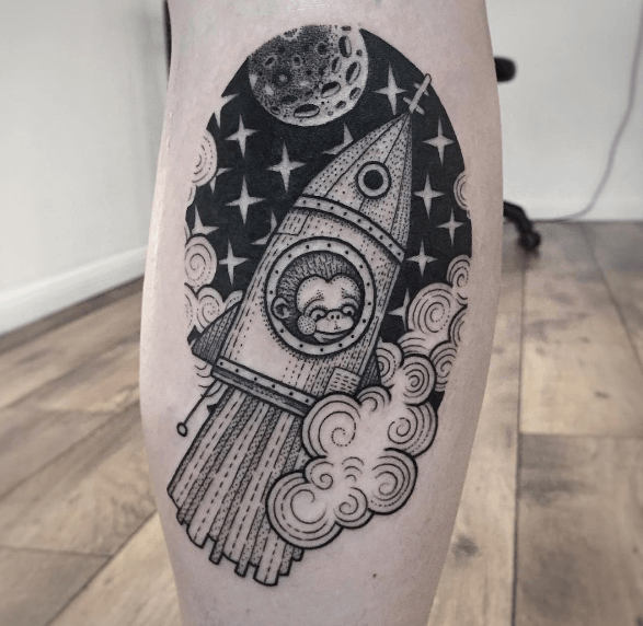 Spaceship with monkey tattoo 