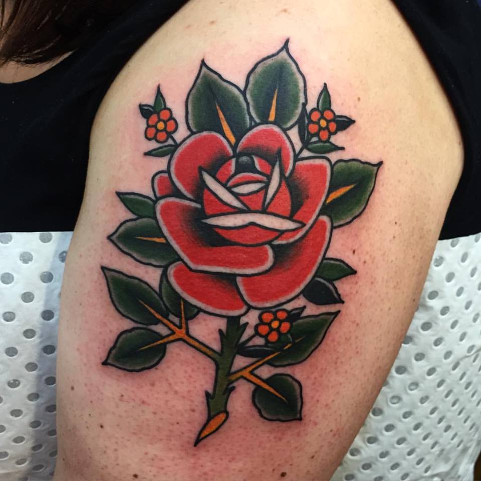 Traditional beautiful rose tattoo