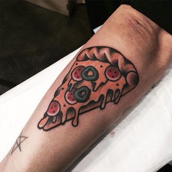 Traditional slice of pizza tattoo