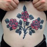 Triple rose sternum tattoo