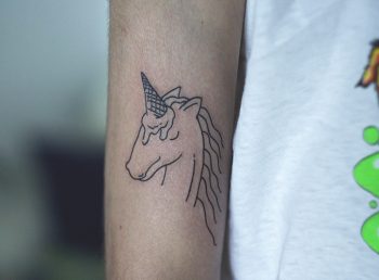 Unicorn with an ice cream cone tattoo