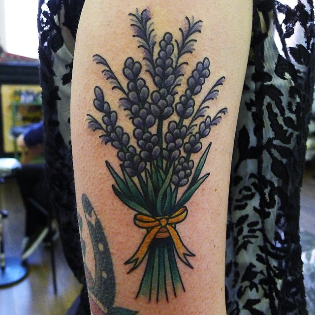 Violet flower bundle tattoo