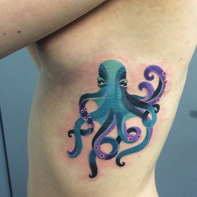 Watercolor octopus tattoo