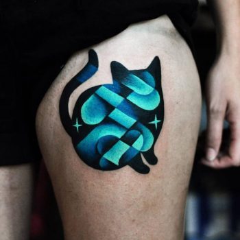 Abstract cat tattoo