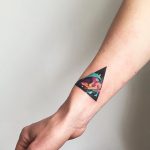 Abstract colorful triangle tattoo