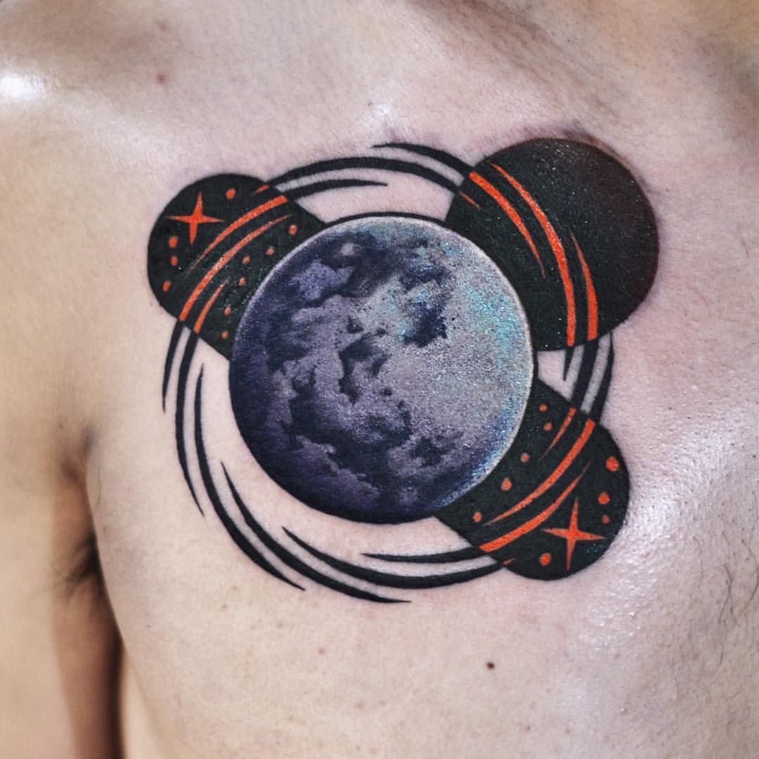 Abstract planet tattoo