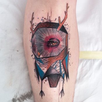 Abstract tattoo on the calf
