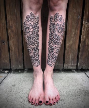 Beautiful matching flower tattoos