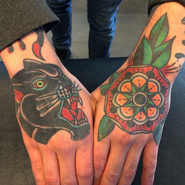 Black panther and mandala tattoo