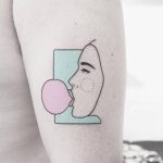 Blowing bubble tattoo