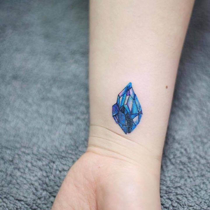 Minimal Blue Diamond Tattoo