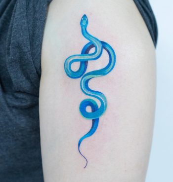 Blue snake tattoo