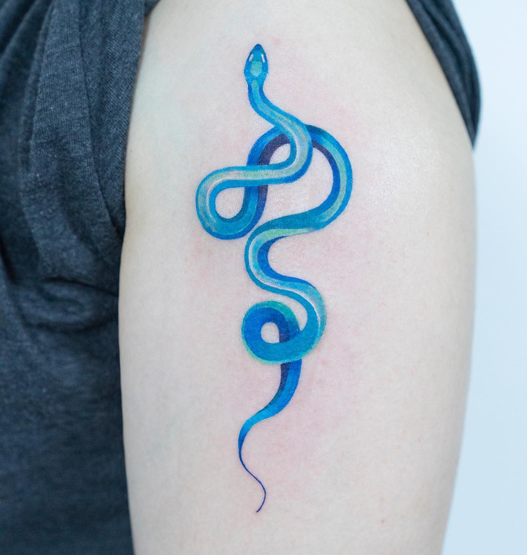 Blue snake tattoo
