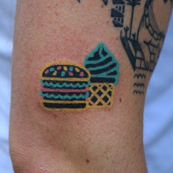 Burger and cupcake tattoo