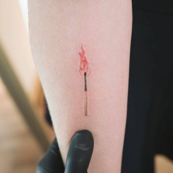 Burning match tattoo