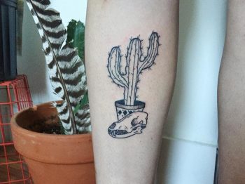 Cactus and skull tattoo