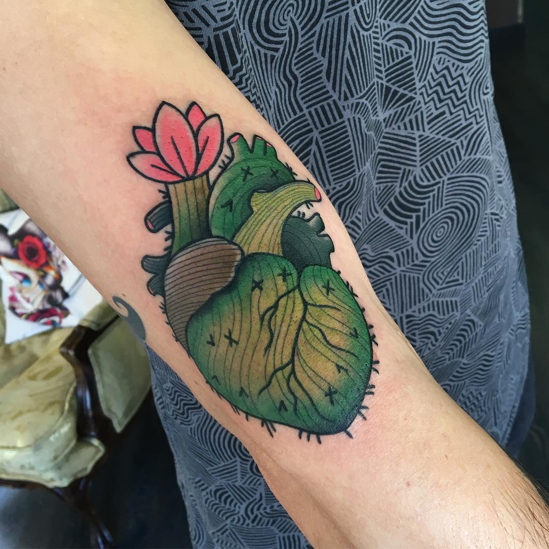Cactus hear tattoo