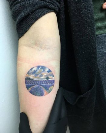 Circular lavender fields tattoo