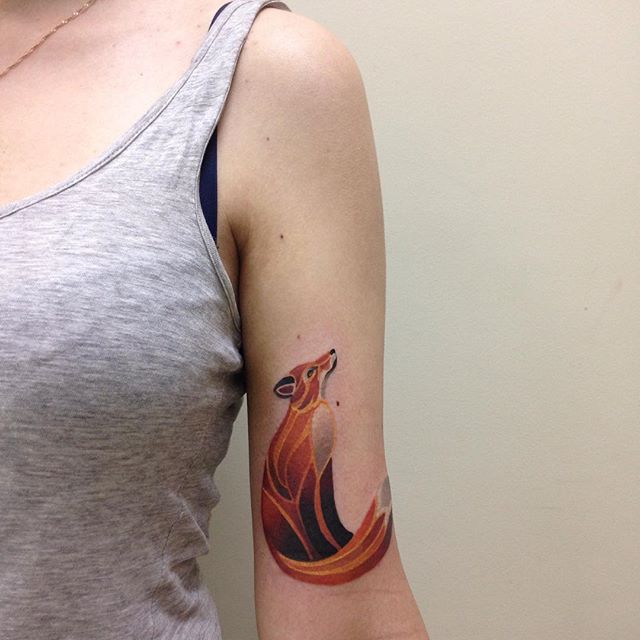 Colorful fox tattoo