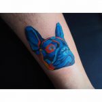Colorful french bulldog tattoo