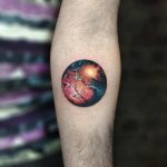 Cosmic circular landscape tattoo