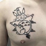 Cute outline totoro tattoo on the chest