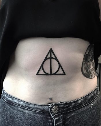 Deathly hallows belly tattoo
