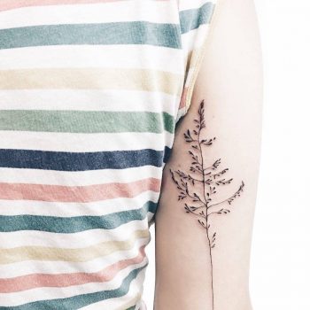 Delicate black plant tattoo