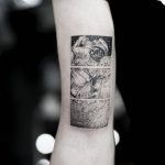 Detailed black and gray astronaut tattoo