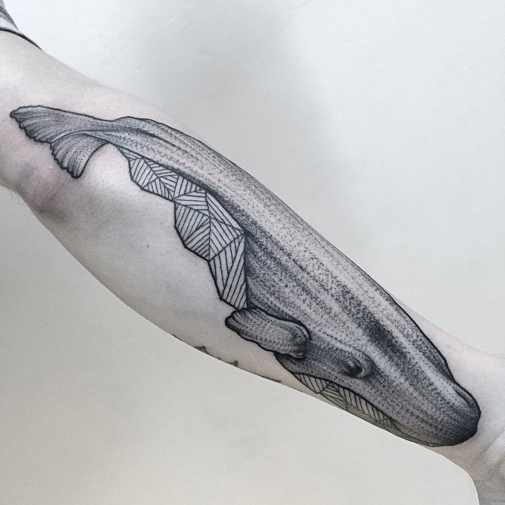 Dotwork whale tattoo