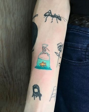 Fish in a plastic bag tattoo