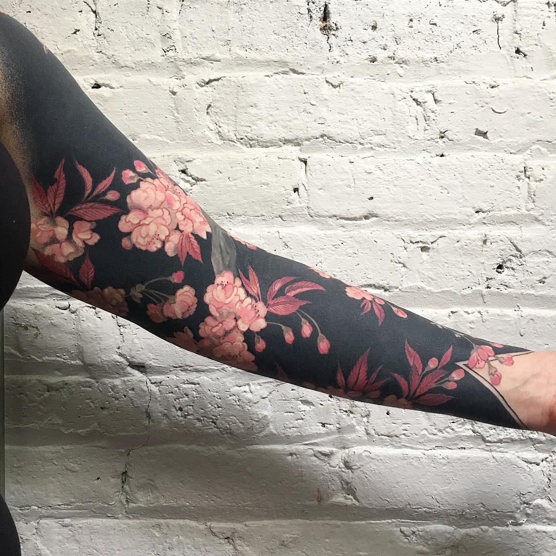 Floral full sleeve tattoo