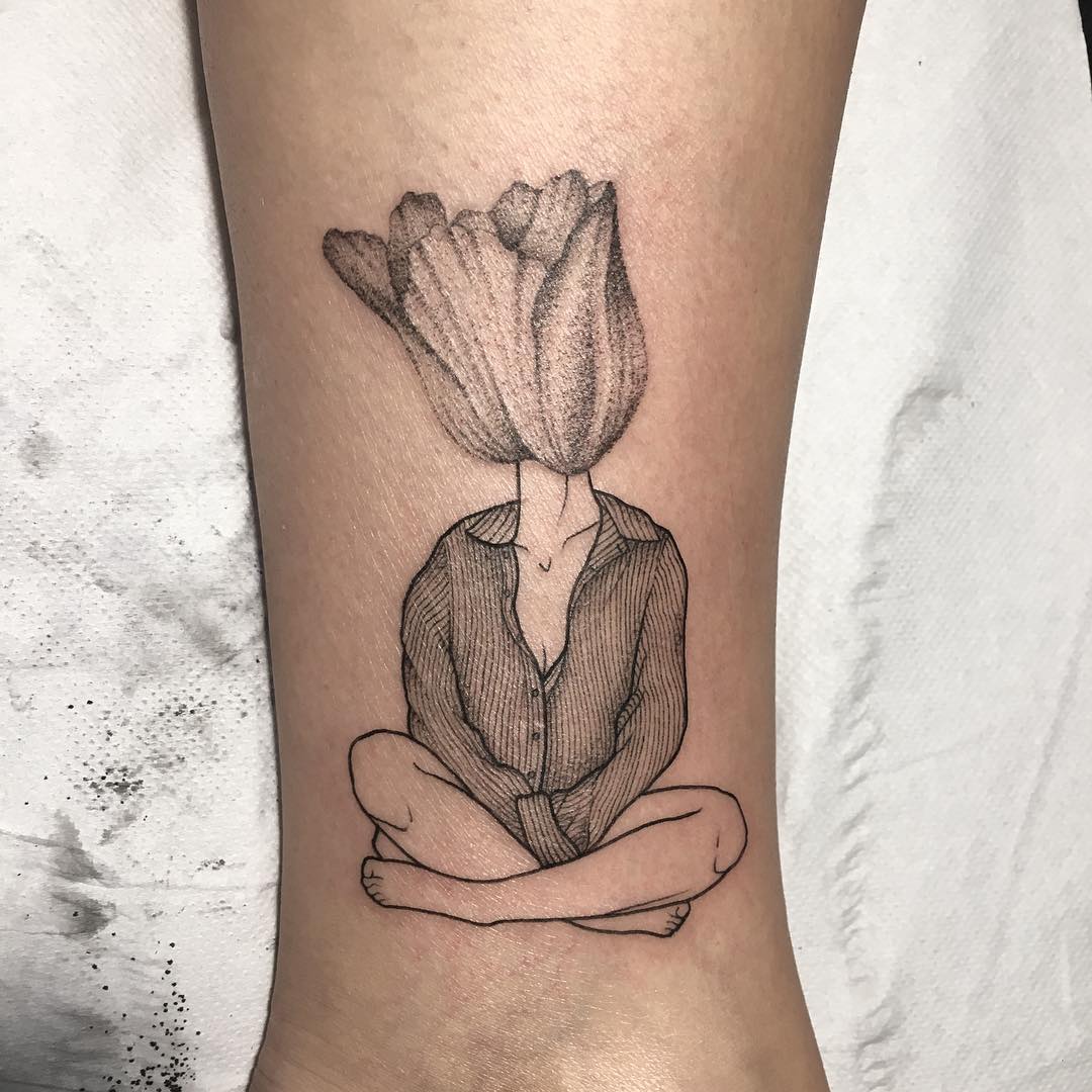 Girl with a head of a flower