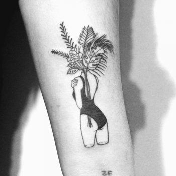 Girl with plant branches